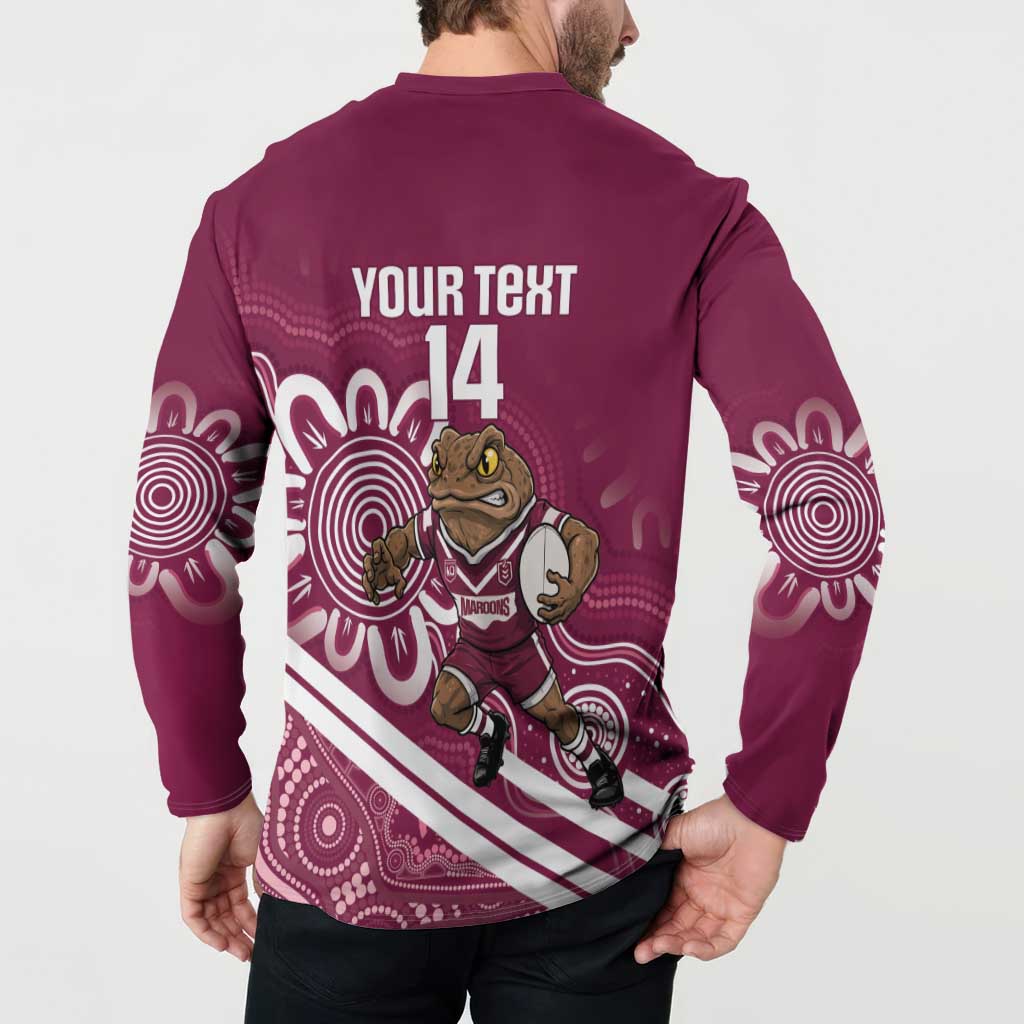 QLD Maroons Rugby Custom Button Sweatshirt Go Cane toads Aboriginal Art