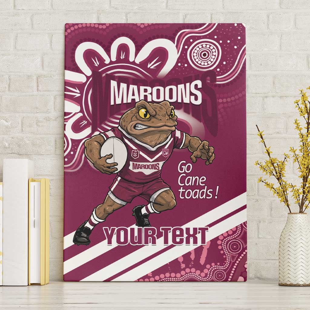 QLD Maroons Rugby Custom Canvas Wall Art Go Cane toads Aboriginal Art