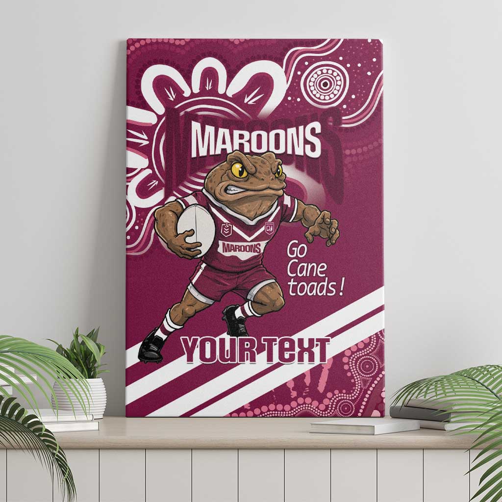 QLD Maroons Rugby Custom Canvas Wall Art Go Cane toads Aboriginal Art