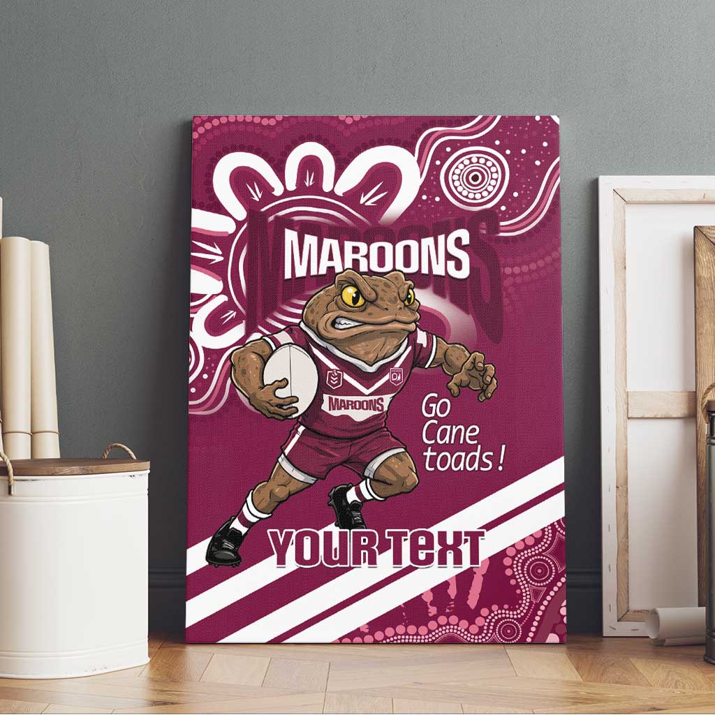QLD Maroons Rugby Custom Canvas Wall Art Go Cane toads Aboriginal Art