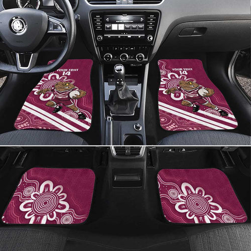 QLD Maroons Rugby Custom Car Mats Go Cane toads Aboriginal Art