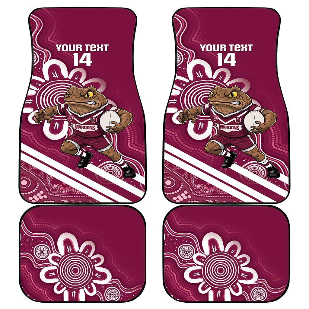 QLD Maroons Rugby Custom Car Mats Go Cane toads Aboriginal Art