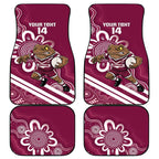 QLD Maroons Rugby Custom Car Mats Go Cane toads Aboriginal Art