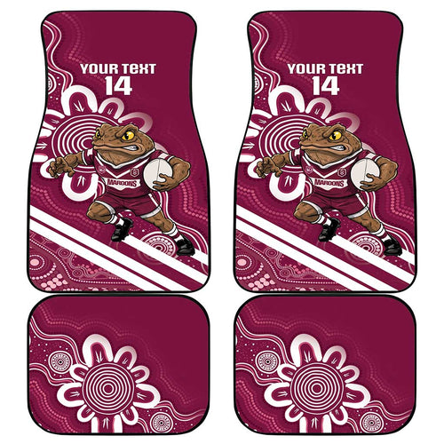 QLD Maroons Rugby Custom Car Mats Go Cane toads Aboriginal Art