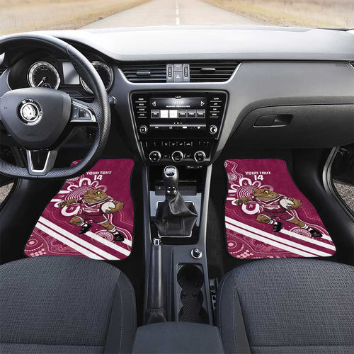 QLD Maroons Rugby Custom Car Mats Go Cane toads Aboriginal Art