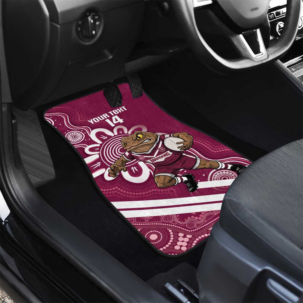 QLD Maroons Rugby Custom Car Mats Go Cane toads Aboriginal Art