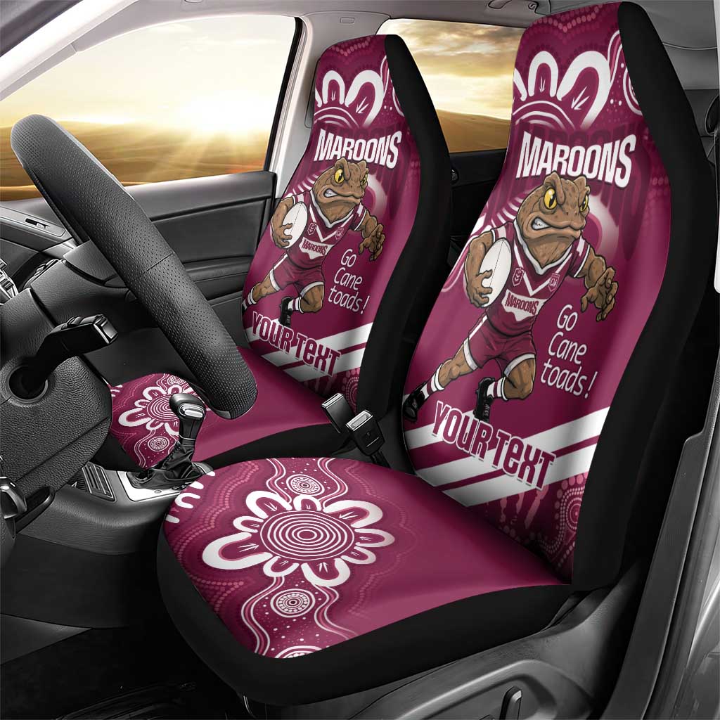 QLD Maroons Rugby Custom Car Seat Cover Go Cane toads Aboriginal Art