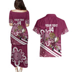 QLD Maroons Rugby Custom Couples Matching Puletasi and Hawaiian Shirt Go Cane toads Aboriginal Art
