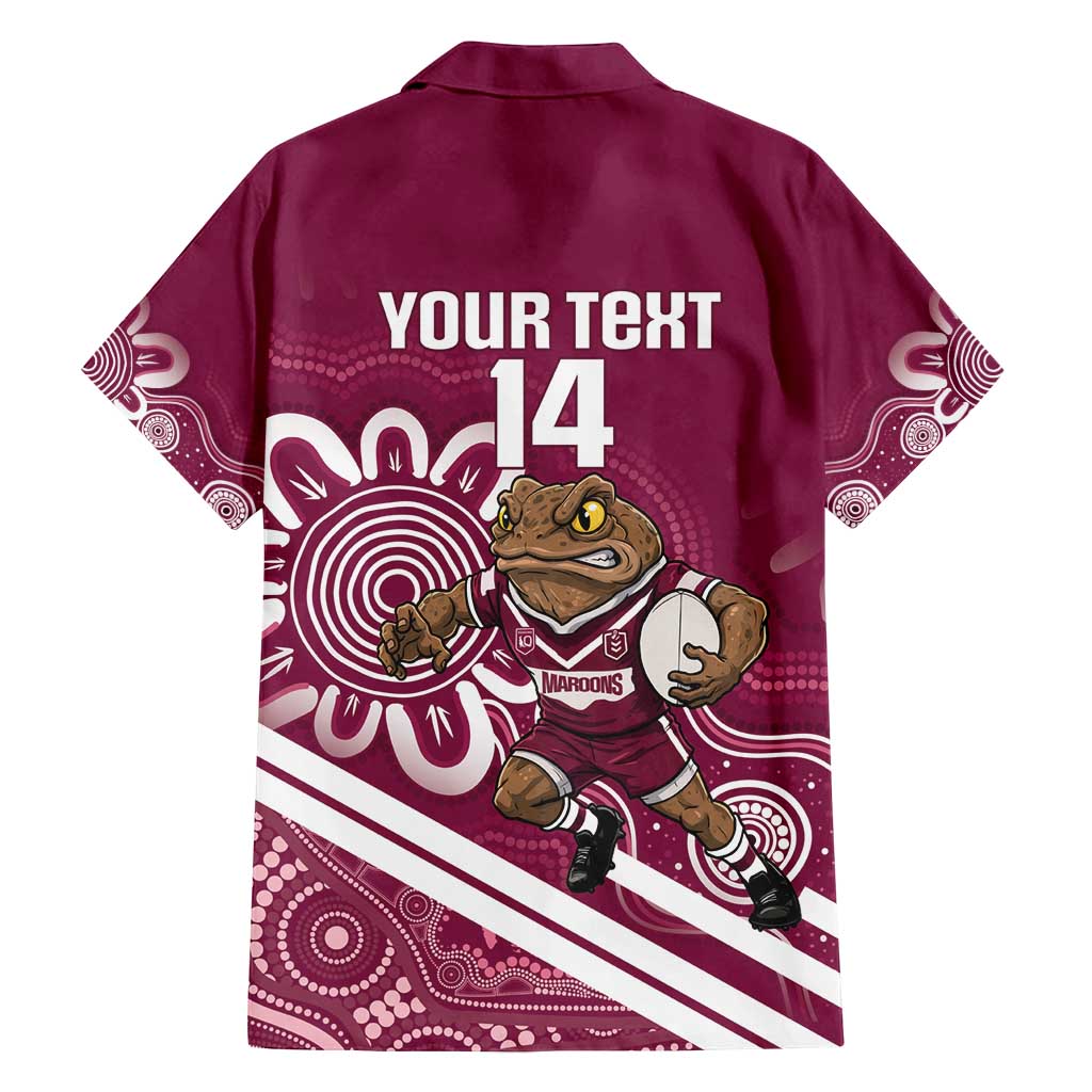 QLD Maroons Rugby Custom Family Matching Long Sleeve Bodycon Dress and Hawaiian Shirt Go Cane toads Aboriginal Art