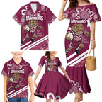 QLD Maroons Rugby Custom Family Matching Mermaid Dress and Hawaiian Shirt Go Cane toads Aboriginal Art