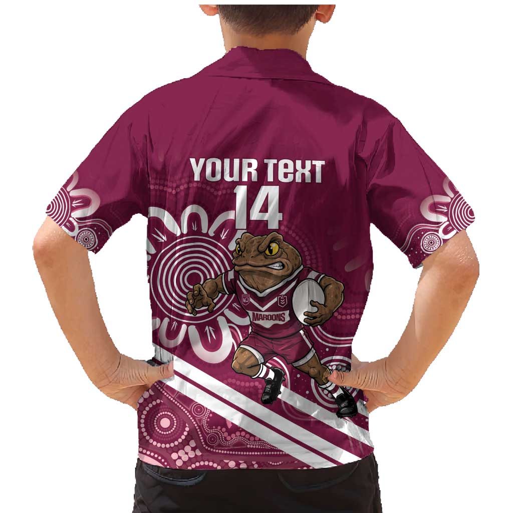 QLD Maroons Rugby Custom Family Matching Mermaid Dress and Hawaiian Shirt Go Cane toads Aboriginal Art