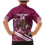 QLD Maroons Rugby Custom Family Matching Mermaid Dress and Hawaiian Shirt Go Cane toads Aboriginal Art