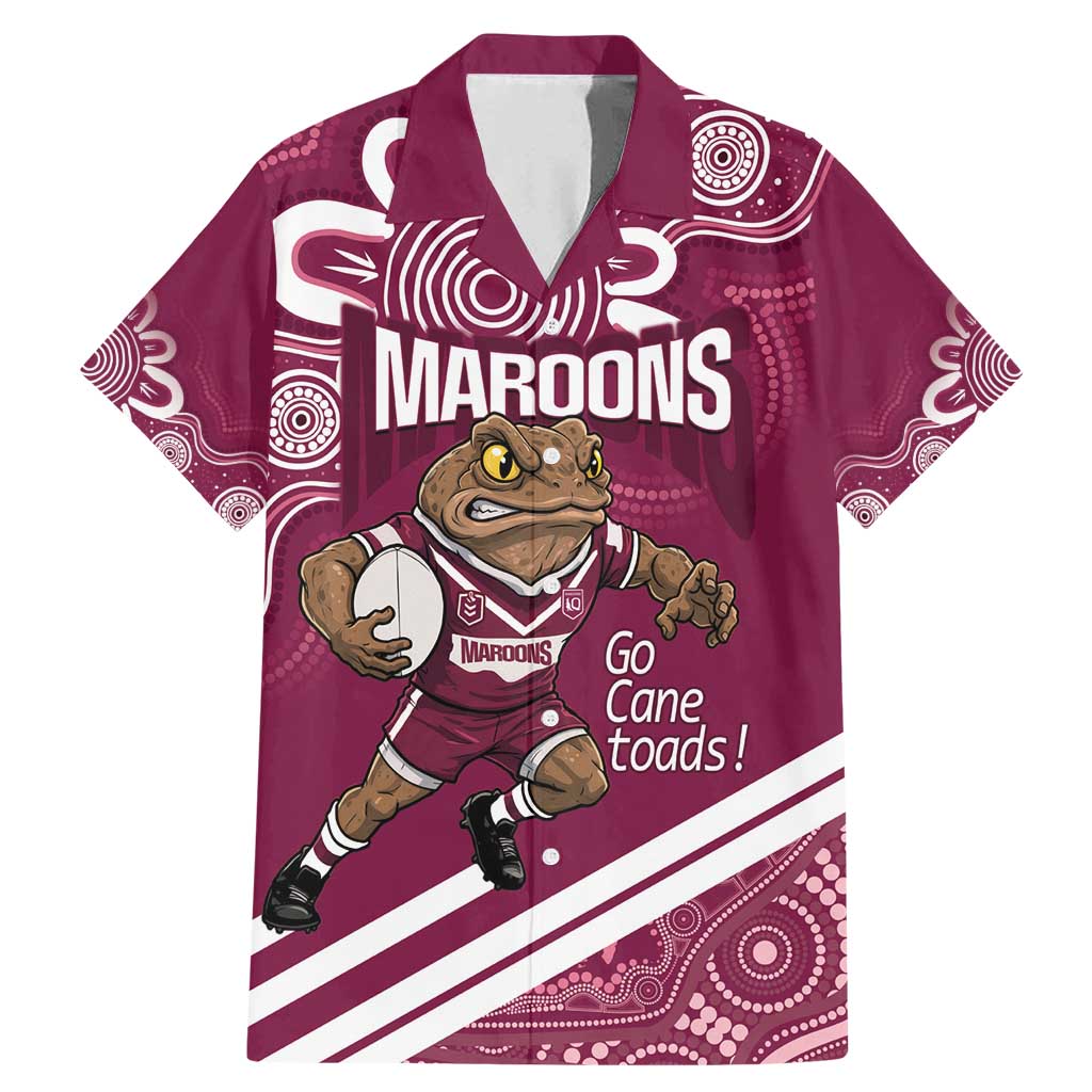 QLD Maroons Rugby Custom Family Matching Mermaid Dress and Hawaiian Shirt Go Cane toads Aboriginal Art