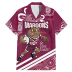 QLD Maroons Rugby Custom Family Matching Mermaid Dress and Hawaiian Shirt Go Cane toads Aboriginal Art