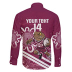 QLD Maroons Rugby Custom Family Matching Off The Shoulder Long Sleeve Dress and Hawaiian Shirt Go Cane toads Aboriginal Art