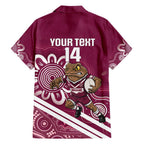 QLD Maroons Rugby Custom Family Matching Puletasi and Hawaiian Shirt Go Cane toads Aboriginal Art