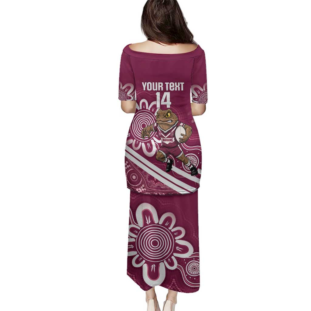 QLD Maroons Rugby Custom Family Matching Puletasi and Hawaiian Shirt Go Cane toads Aboriginal Art