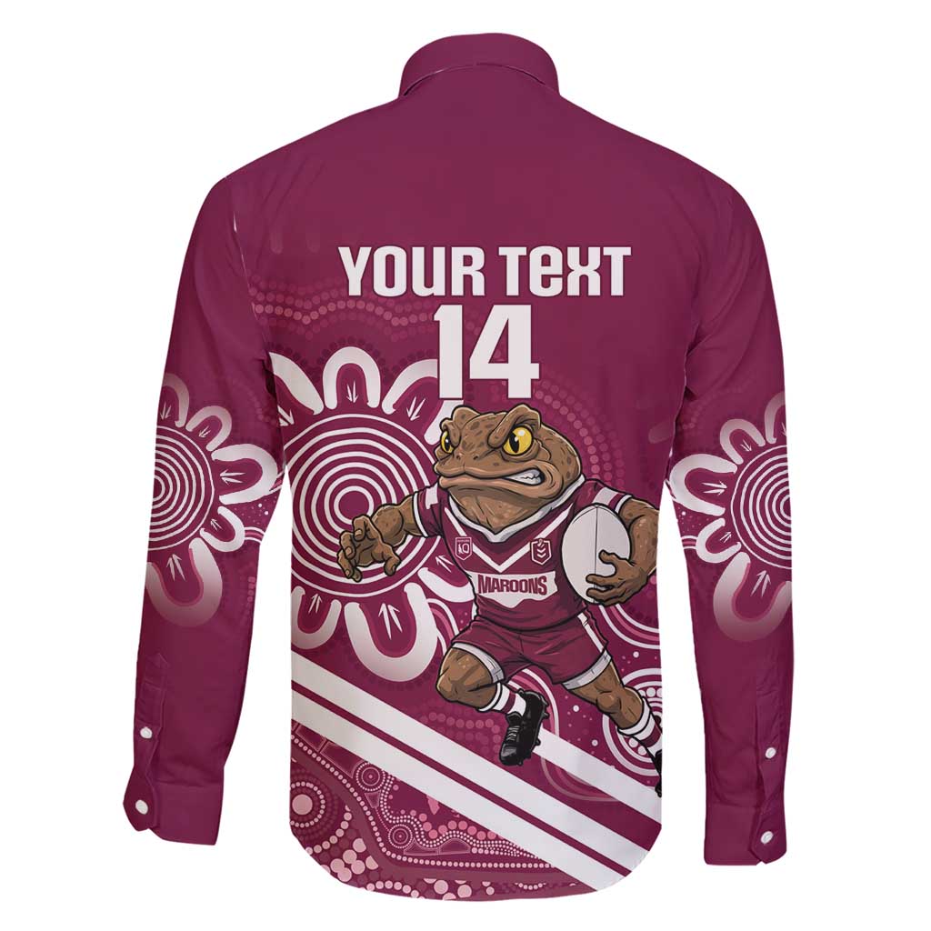 QLD Maroons Rugby Custom Family Matching Short Sleeve Bodycon Dress and Hawaiian Shirt Go Cane toads Aboriginal Art