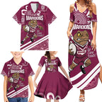 QLD Maroons Rugby Custom Family Matching Summer Maxi Dress and Hawaiian Shirt Go Cane toads Aboriginal Art