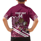 QLD Maroons Rugby Custom Family Matching Summer Maxi Dress and Hawaiian Shirt Go Cane toads Aboriginal Art