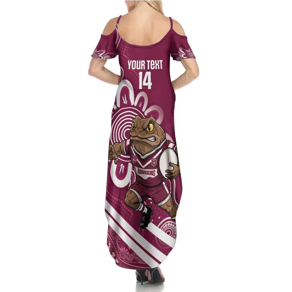 QLD Maroons Rugby Custom Family Matching Summer Maxi Dress and Hawaiian Shirt Go Cane toads Aboriginal Art