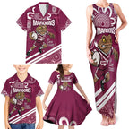 QLD Maroons Rugby Custom Family Matching Tank Maxi Dress and Hawaiian Shirt Go Cane toads Aboriginal Art