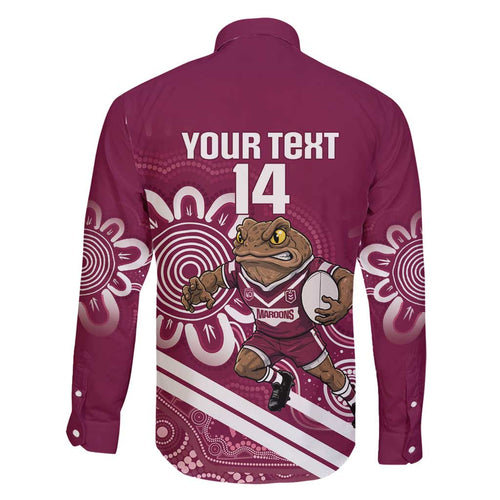 QLD Maroons Rugby Custom Family Matching Tank Maxi Dress and Hawaiian Shirt Go Cane toads Aboriginal Art