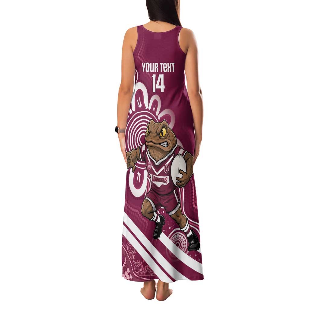 QLD Maroons Rugby Custom Family Matching Tank Maxi Dress and Hawaiian Shirt Go Cane toads Aboriginal Art