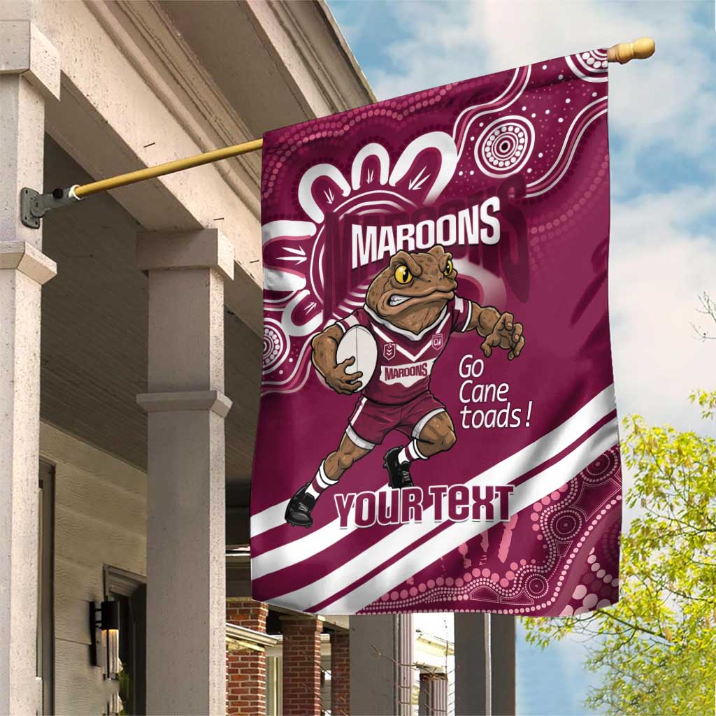 QLD Maroons Rugby Custom Garden Flag Go Cane toads Aboriginal Art