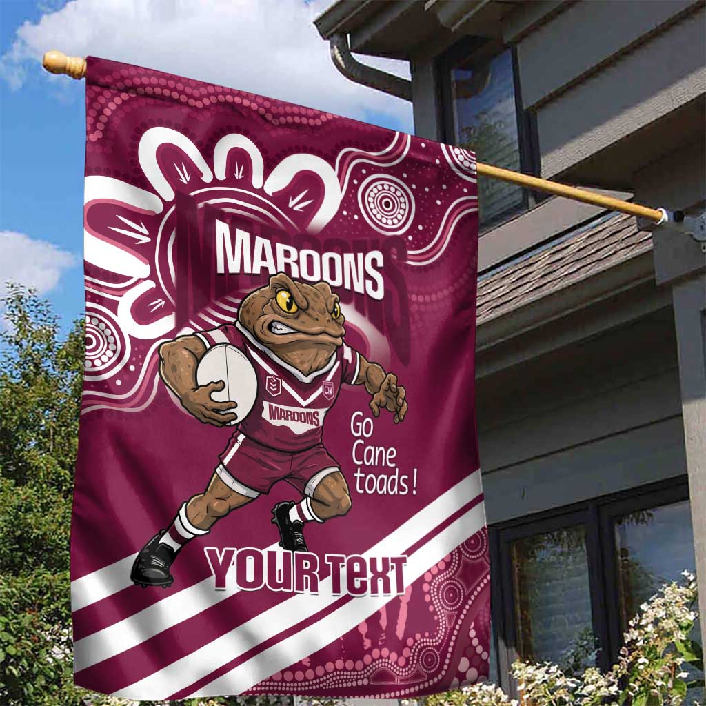 QLD Maroons Rugby Custom Garden Flag Go Cane toads Aboriginal Art