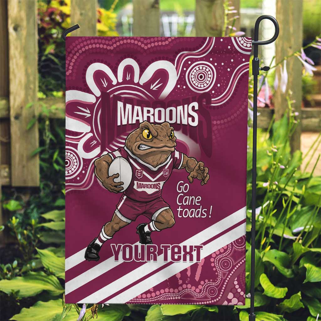 QLD Maroons Rugby Custom Garden Flag Go Cane toads Aboriginal Art