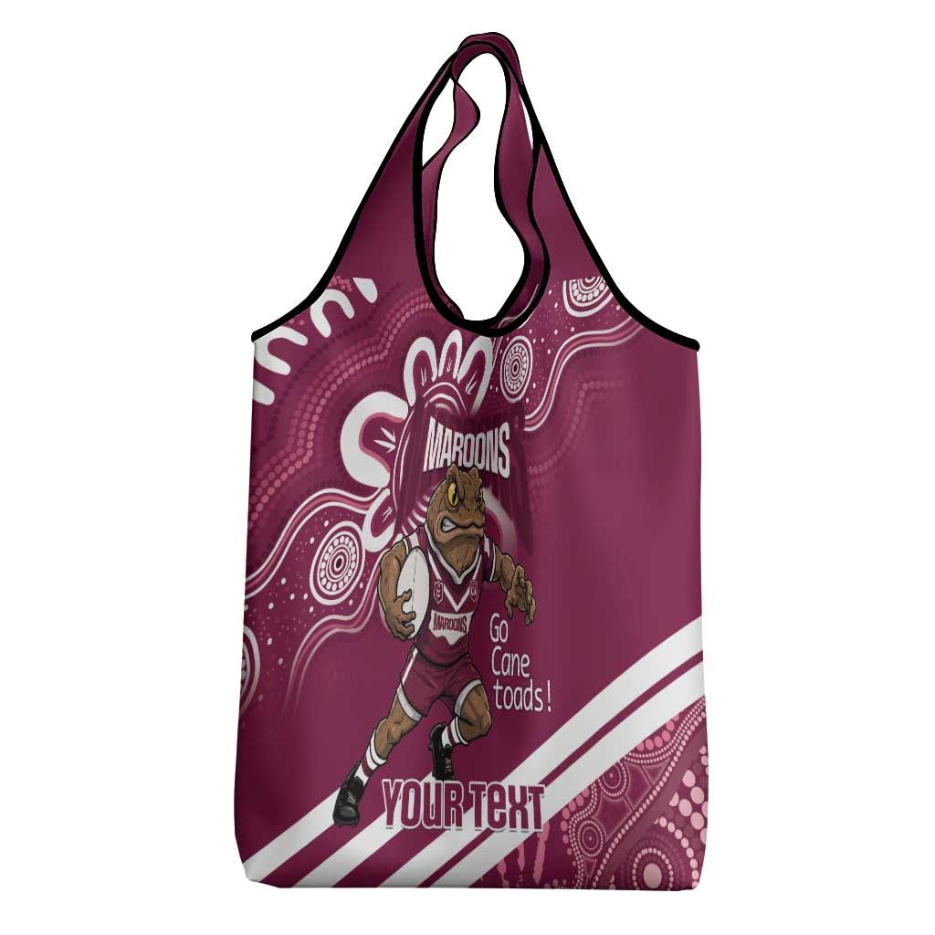 QLD Maroons Rugby Custom Grocery Bag Go Cane toads Aboriginal Art