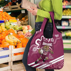 QLD Maroons Rugby Custom Grocery Bag Go Cane toads Aboriginal Art