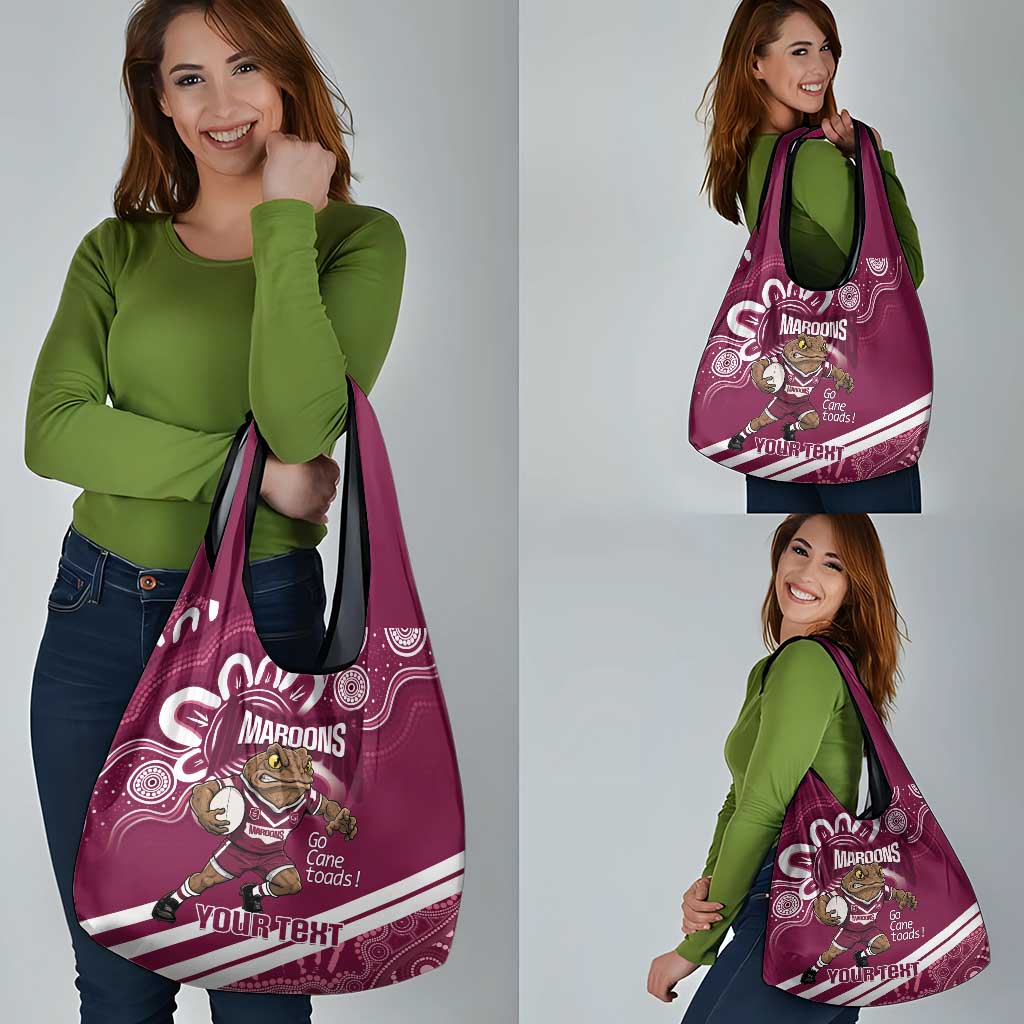 QLD Maroons Rugby Custom Grocery Bag Go Cane toads Aboriginal Art