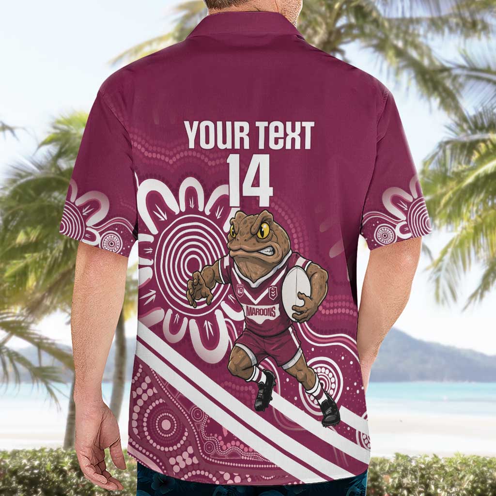 QLD Maroons Rugby Custom Hawaiian Shirt Go Cane toads Aboriginal Art