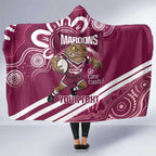 QLD Maroons Rugby Custom Hooded Blanket Go Cane toads Aboriginal Art