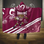 QLD Maroons Rugby Custom Hooded Blanket Go Cane toads Aboriginal Art
