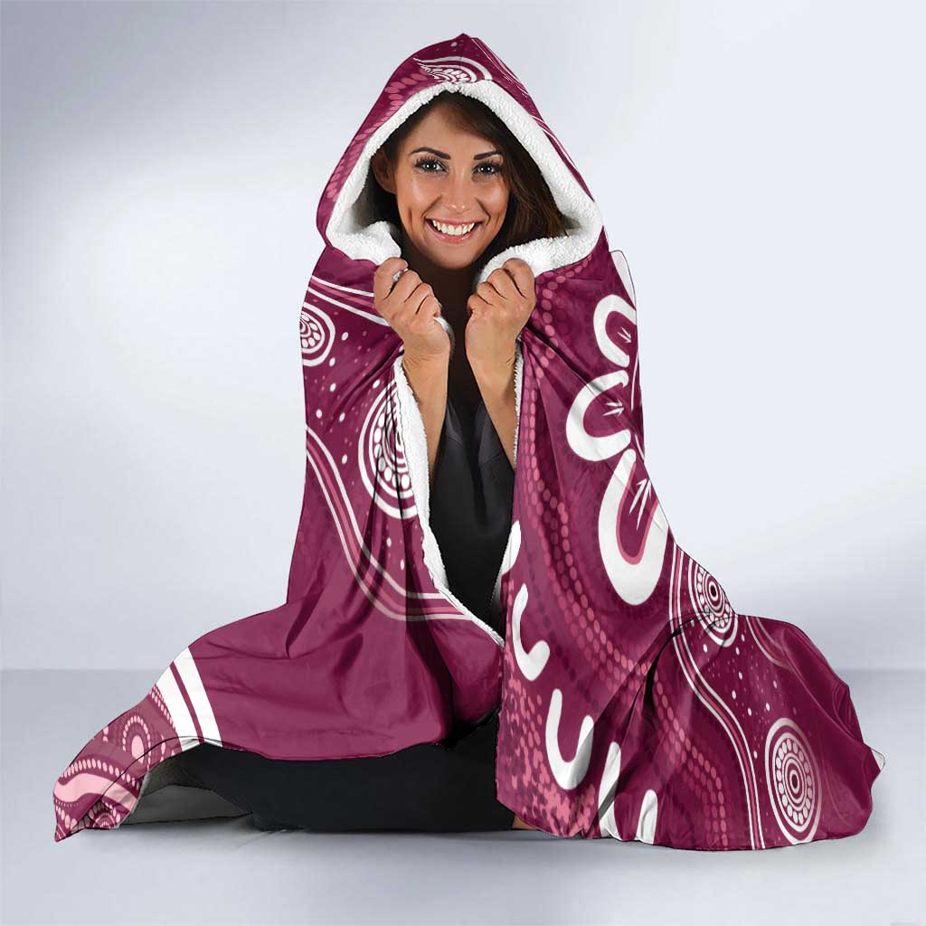 QLD Maroons Rugby Custom Hooded Blanket Go Cane toads Aboriginal Art