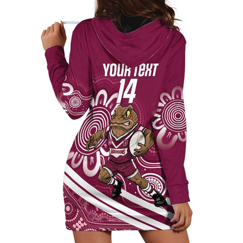 QLD Maroons Rugby Custom Hoodie Dress Go Cane toads Aboriginal Art