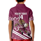 QLD Maroons Rugby Custom Kid Polo Shirt Go Cane toads Aboriginal Art