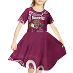 QLD Maroons Rugby Custom Kid Short Sleeve Dress Go Cane toads Aboriginal Art