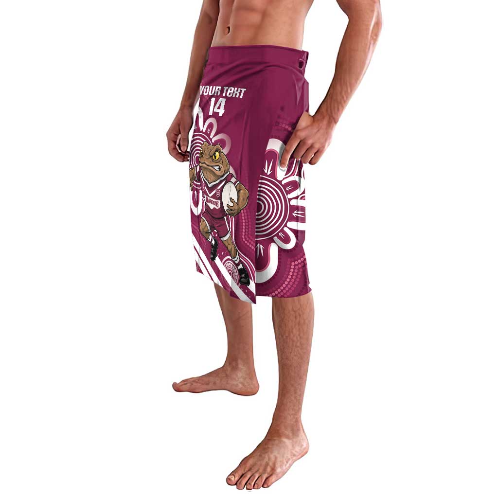 QLD Maroons Rugby Custom Lavalava Go Cane toads Aboriginal Art