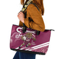 QLD Maroons Rugby Custom Leather Tote Bag Go Cane toads Aboriginal Art