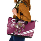 QLD Maroons Rugby Custom Leather Tote Bag Go Cane toads Aboriginal Art