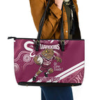 QLD Maroons Rugby Custom Leather Tote Bag Go Cane toads Aboriginal Art