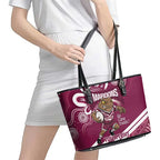 QLD Maroons Rugby Custom Leather Tote Bag Go Cane toads Aboriginal Art