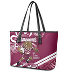 QLD Maroons Rugby Custom Leather Tote Bag Go Cane toads Aboriginal Art