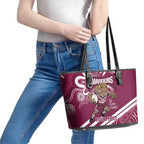 QLD Maroons Rugby Custom Leather Tote Bag Go Cane toads Aboriginal Art
