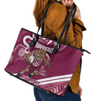 QLD Maroons Rugby Custom Leather Tote Bag Go Cane toads Aboriginal Art