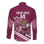 QLD Maroons Rugby Custom Long Sleeve Button Shirt Go Cane toads Aboriginal Art